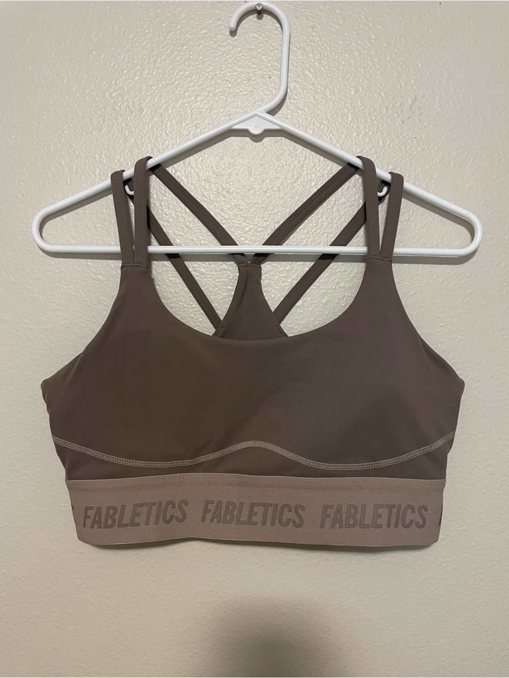Fabletics Taupe Double-Strap Crisscross Sports Bra Principal low impact